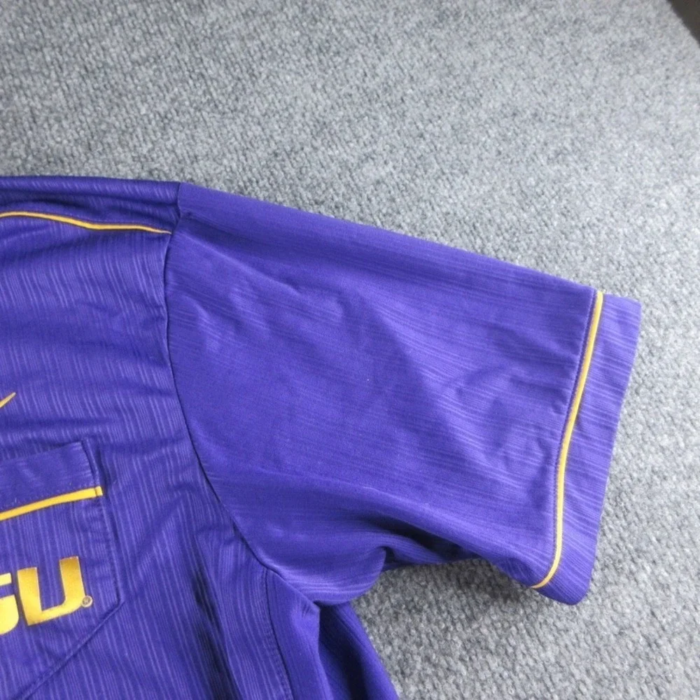 LSU Tigers Polo Shirt Adult M Purple Nike Dri-Fit Button Up College NCAA Mens